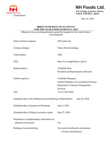 Thumbnail NH Foods (Nipponham) Financial Statement fy2018