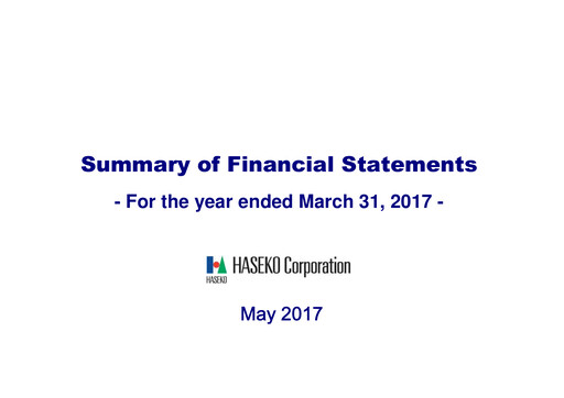 Thumbnail HASEKO Corporation Financial Statement fy2016