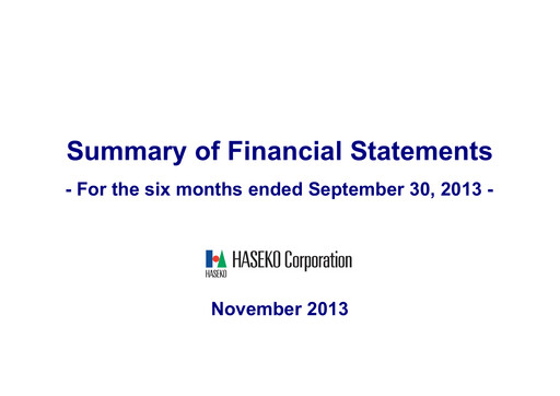 Thumbnail HASEKO Corporation Half-year Report 2013-h1