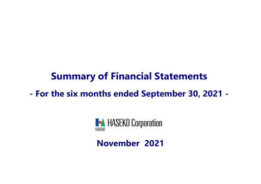 Thumbnail HASEKO Corporation Half-year Report 2021-h1