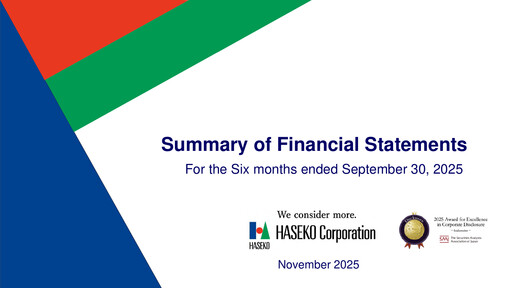 Thumbnail HASEKO Corporation Half-year Report 2025-h1