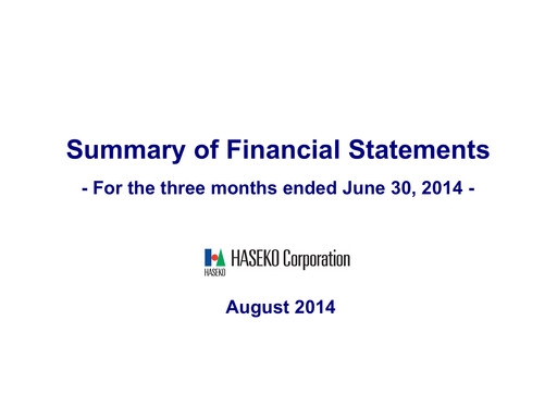 Thumbnail HASEKO Corporation Quarterly Report 2014-q1