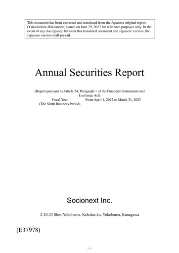Thumbnail Socionext Financial Report fy2023