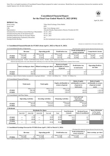 Miniature BIPROGY Rapport financier 2022-2023