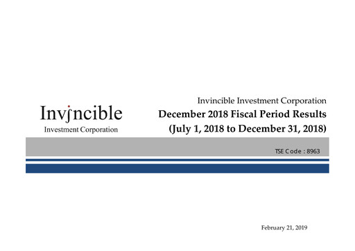 Thumbnail Invincible Investment Corporation Half-year Report 2018-h2