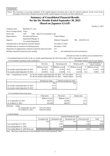 Thumbnail Kandenko Half-year Report 2023-h1