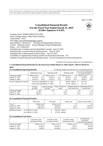 Miniature Marui Group Bilan financier fy2025