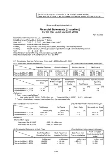 Thumbnail J-POWER (Electric Power Development) Financial Statement fy2008