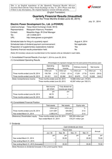 Thumbnail J-POWER (Electric Power Development) Quarterly Report 2014-q1
