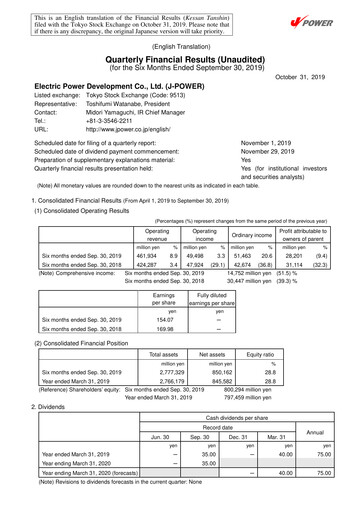Thumbnail J-POWER (Electric Power Development) Quarterly Report 2019-q2