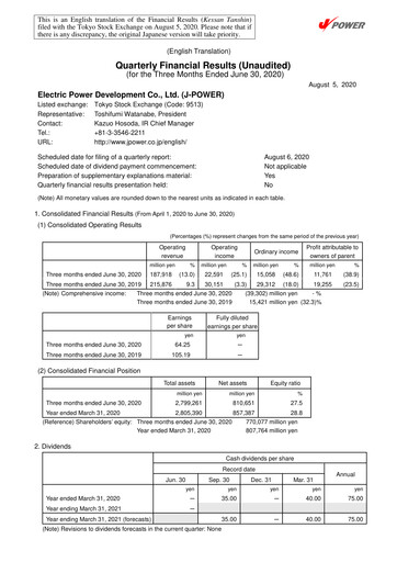Thumbnail J-POWER (Electric Power Development) Quarterly Report 2020-q1