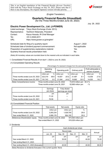Thumbnail J-POWER (Electric Power Development) Quarterly Report 2022-q1
