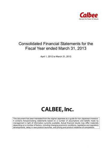 Miniature Calbee, Inc. Rapport financier 2013