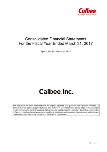 Miniature Calbee, Inc. Rapport financier 2017