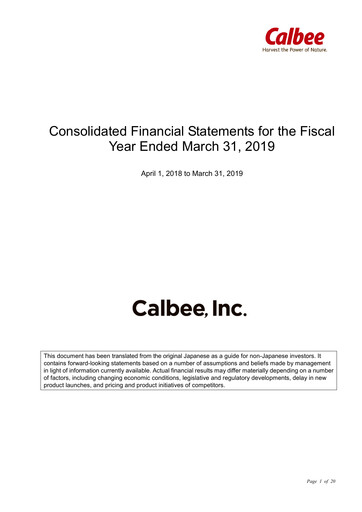 Miniature Calbee, Inc. Rapport financier 2019