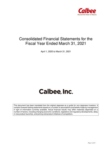 Miniature Calbee, Inc. Rapport financier 2021