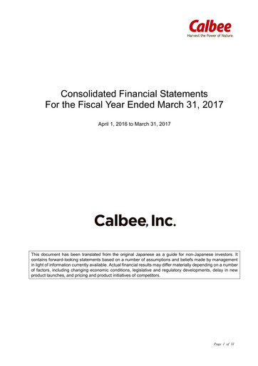 Thumbnail Calbee, Inc. Financial Statement fy2017
