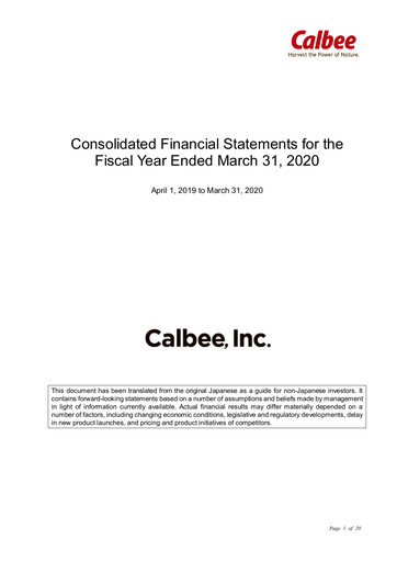 Thumbnail Calbee, Inc. Financial Statement fy2020