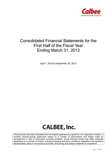 Miniature Calbee, Inc. Rapport semestriel 2013-h1
