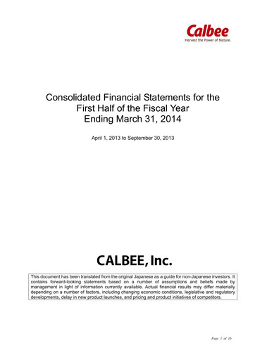 Miniature Calbee, Inc. Rapport semestriel 2014-h1