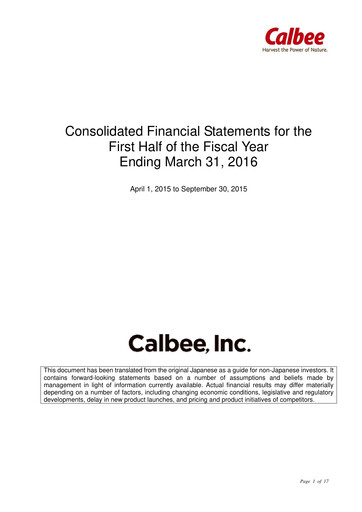 Miniature Calbee, Inc. Rapport semestriel 2016-h1