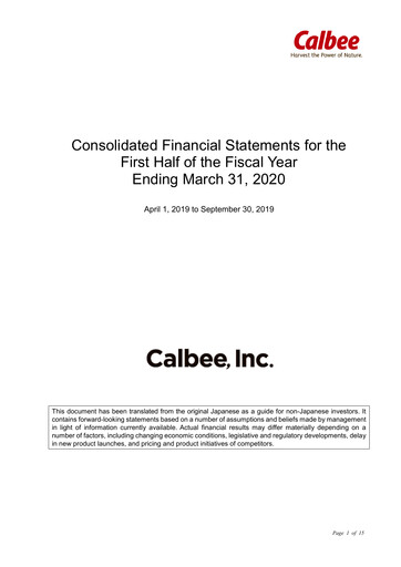 Miniature Calbee, Inc. Rapport semestriel 2020-h1