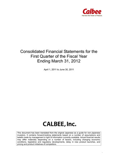 Miniature Calbee, Inc. Rapport trimestriel 2012-q1