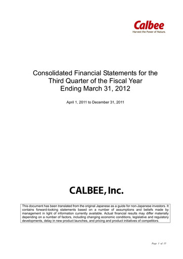 Miniature Calbee, Inc. Rapport trimestriel 2012-q3