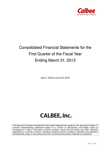 Miniature Calbee, Inc. Rapport trimestriel 2013-q1