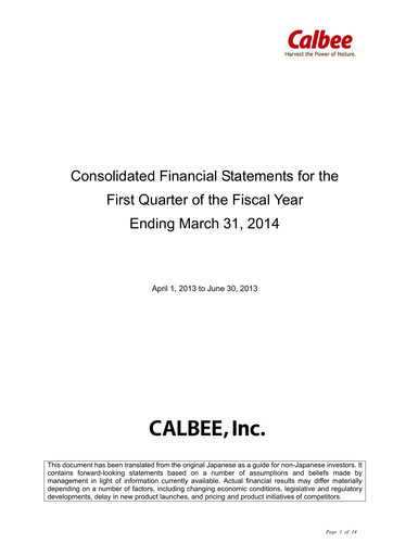 Miniature Calbee, Inc. Rapport trimestriel 2014-q1