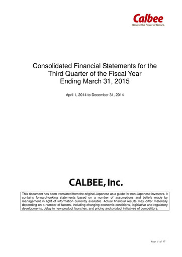 Miniature Calbee, Inc. Rapport trimestriel 2015-q3