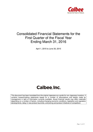 Miniature Calbee, Inc. Rapport trimestriel 2016-q1