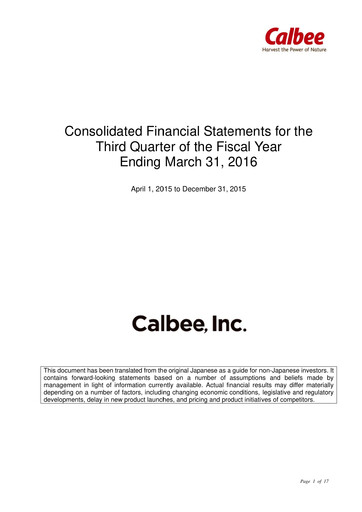 Miniature Calbee, Inc. Rapport trimestriel 2016-q3