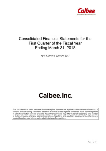 Miniature Calbee, Inc. Rapport trimestriel 2018-q1