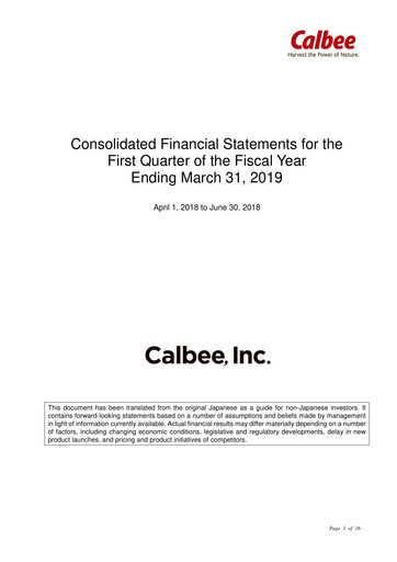 Miniature Calbee, Inc. Rapport trimestriel 2019-q1