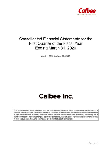 Miniature Calbee, Inc. Rapport trimestriel 2020-q1
