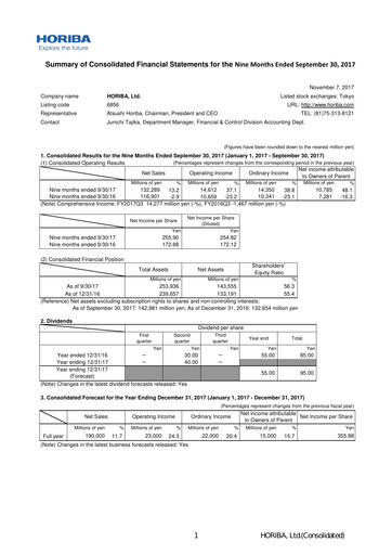 Thumbnail HORIBA Financial Statement 2017-9m