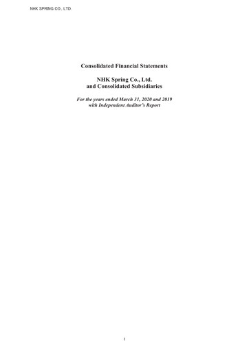Miniature NHK Spring Bilan financier fy2019