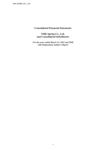 Miniature NHK Spring Bilan financier fy2020