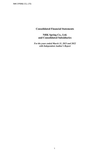 Miniature NHK Spring Bilan financier fy2022