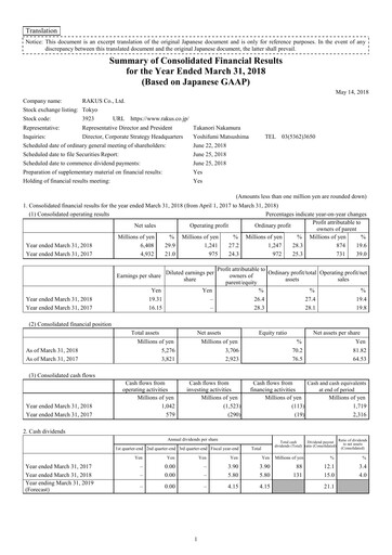 Thumbnail Rakus Co., Ltd. Financial Statement fy2018