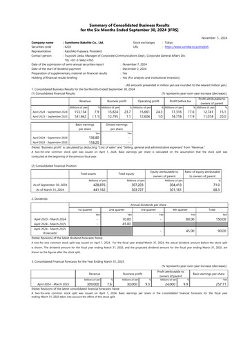 Thumbnail Sumitomo Bakelite Company Half-year Report 2025-h1