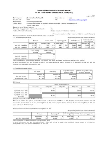 Thumbnail Sumitomo Bakelite Company Quarterly Report 2025-q1