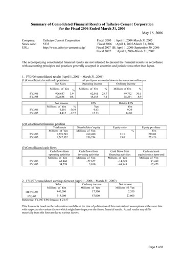 Thumbnail Taiheiyo Cement Financial Statement fy2006