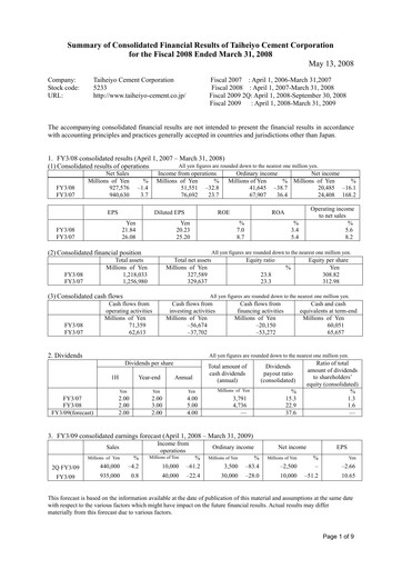 Thumbnail Taiheiyo Cement Financial Statement fy2008