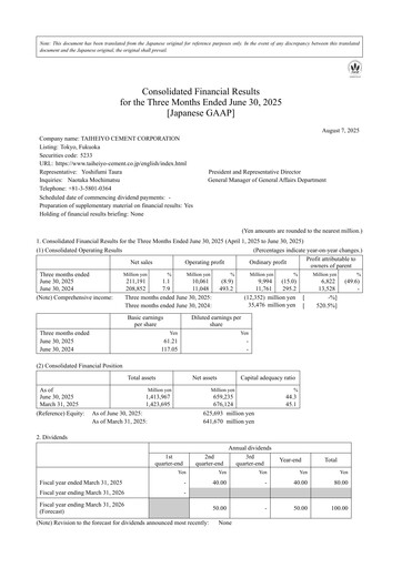Thumbnail Taiheiyo Cement Quarterly Report fy2026-q1