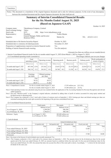Vorschaubild Takashimaya Company Halbjahresbericht 2026-h1