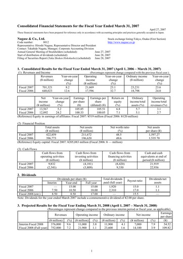 Thumbnail Nagase & Co. Financial Statement fy2007