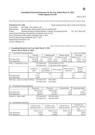 Thumbnail Nagase & Co. Financial Statement fy2013
