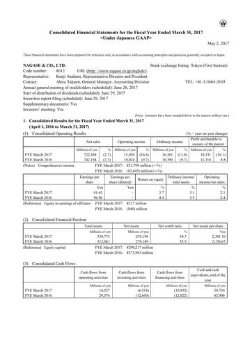 Thumbnail Nagase & Co. Financial Statement fy2017
